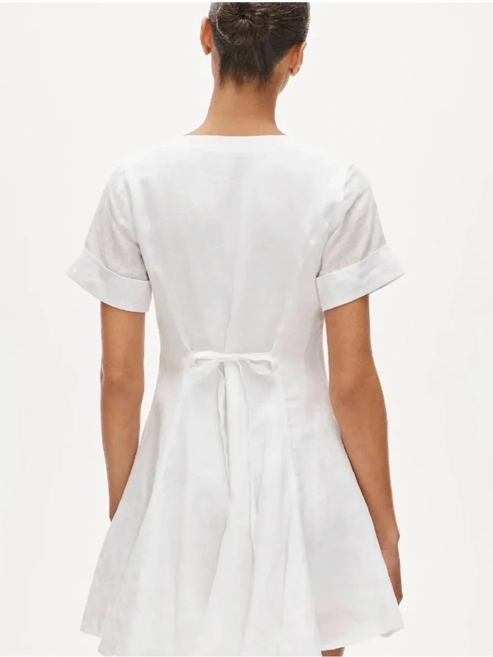 J. Crew Fleur Mini White Linen V-Neck Dress